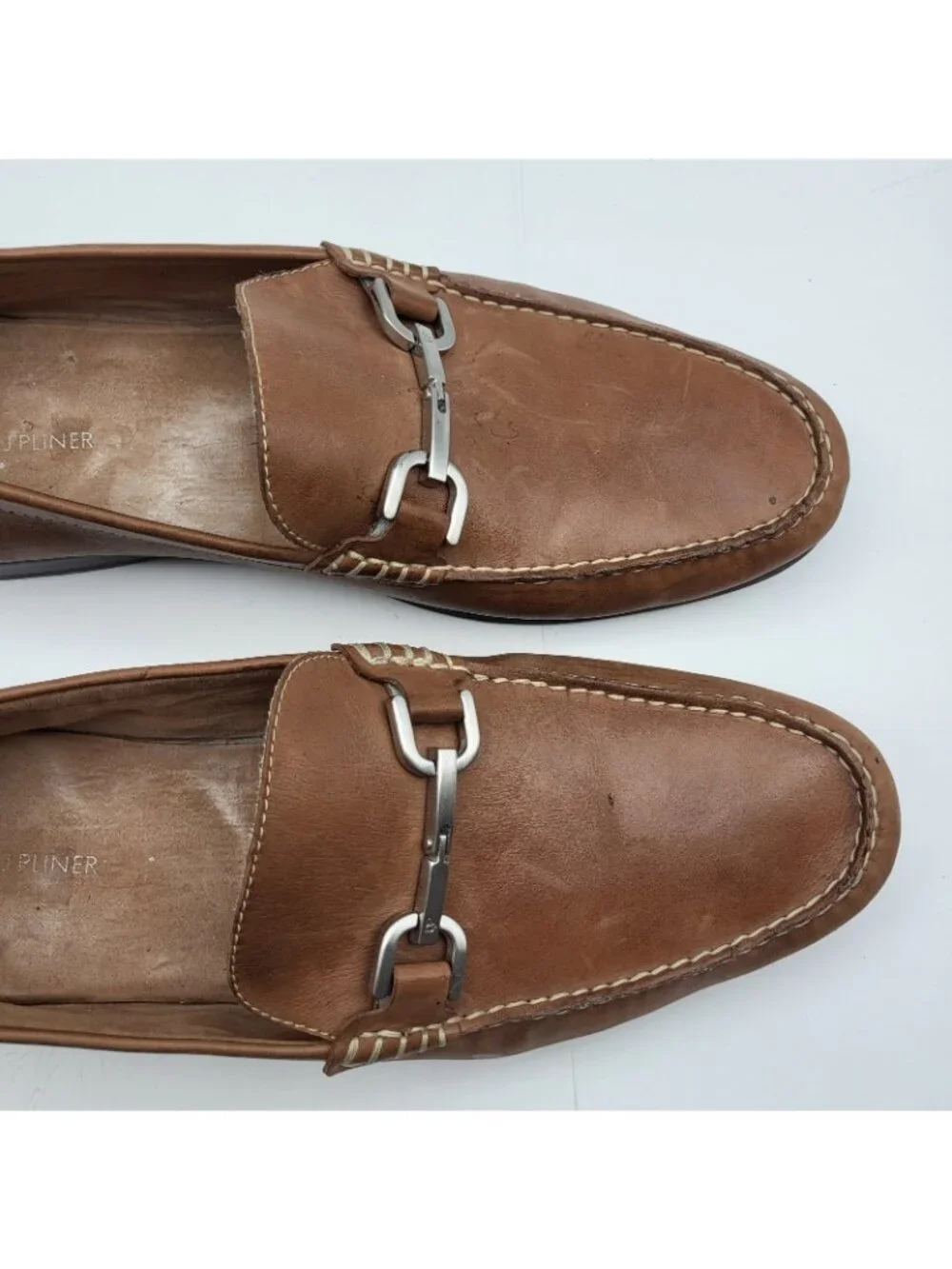 Donald J Pliner Niles Cognac Brown Leather Horsebit Slip On Loafers Men 13